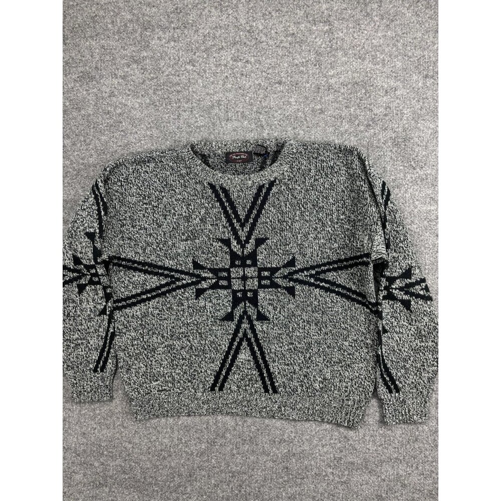 Vintage Pacific‎ Club Sweater Mens L Gray Acrylic Aztec Crewneck Pullover Knit